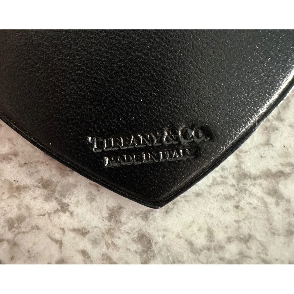 Tiffany & Co. New Black Leather Heart Rtt Return to Tiffany Keychain Keyring